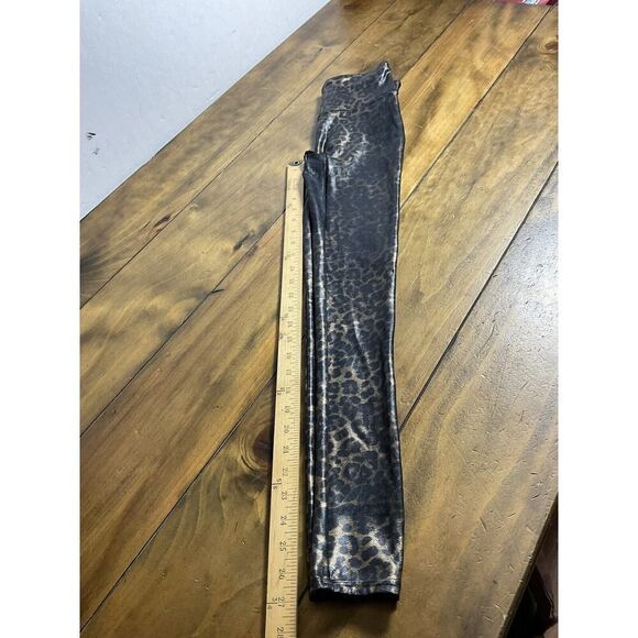 Spanx Gold & Black Faux Leather Leopard Print Leggings Mid Rise Size Small - Picture 8 of 8